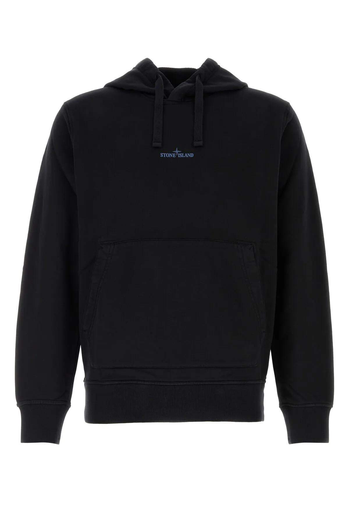 Shop Stone Island Black Cotton Sweatshirt