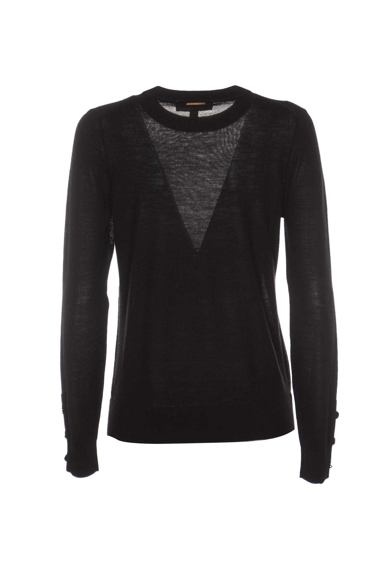 Shop Michael Kors Button Embellished Plain Sweater In Black
