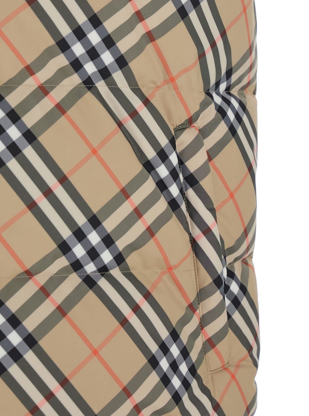 Burberry Beige Sleeveless Reversible Down Jacket With High Neck And All-over Check Motif In Tech Fabric Man In Multi