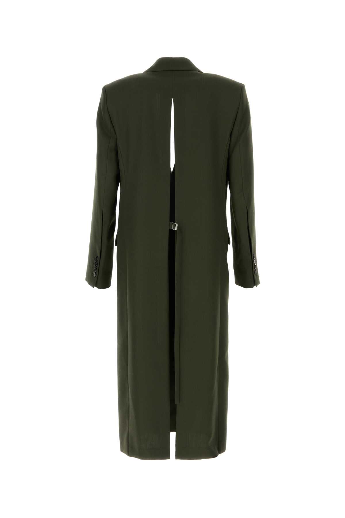 AMI ALEXANDRE MATTIUSSI OLIVE GREEN WOOL COAT