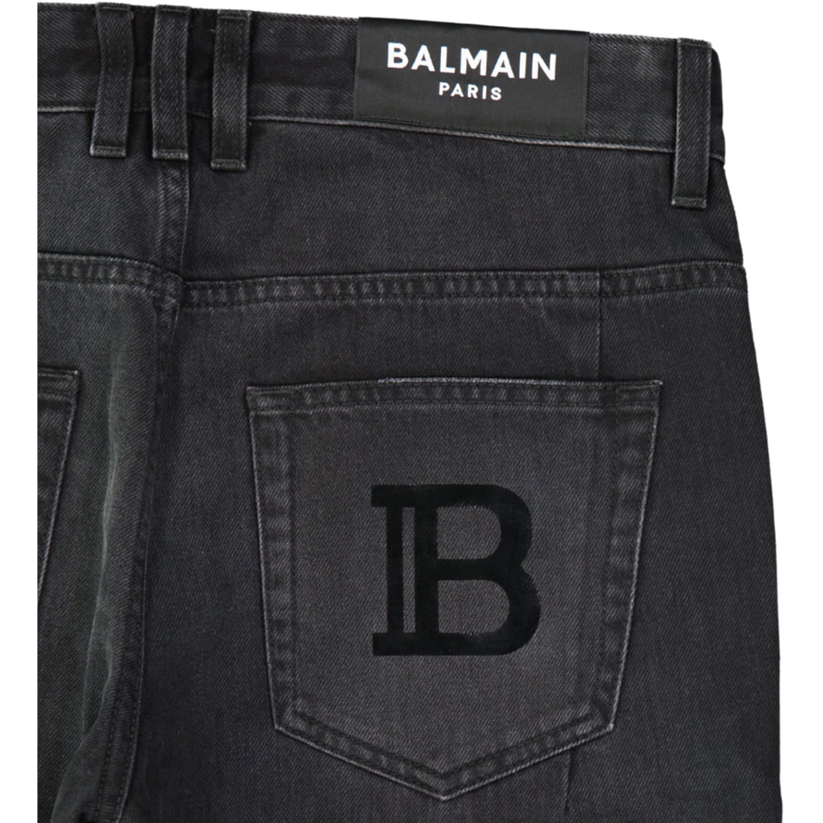 Shop Balmain Cotton Slim Denim Jeans In Black