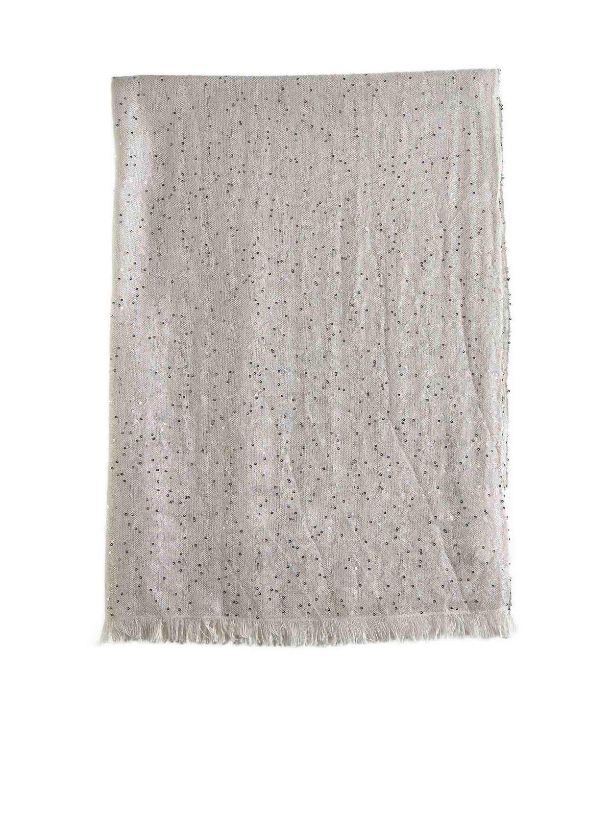 Brunello Cucinelli Sequin Embellished Scarf In Gray