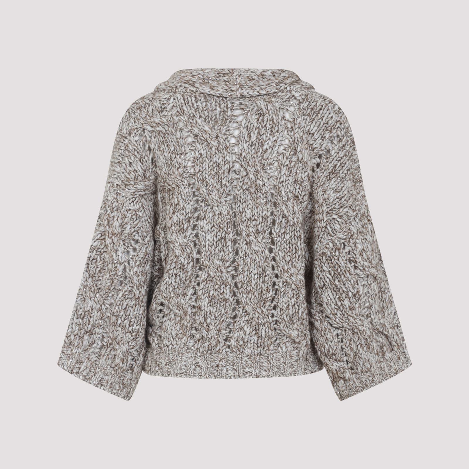 Brunello Cucinelli Braid Cardigan In Gray