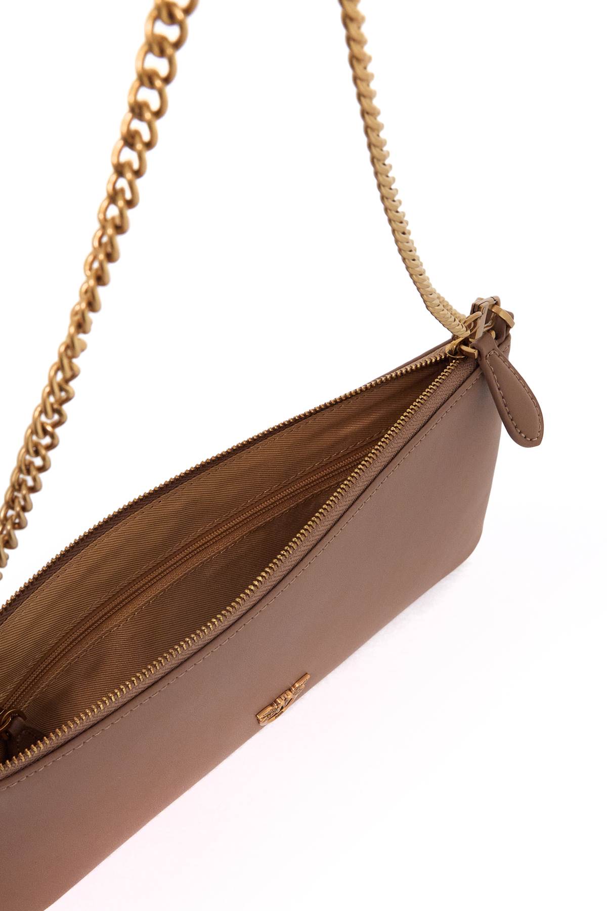 Pinko Horizontal Flat Clutch In Biscotto Zenzero-antique Gold (beige)