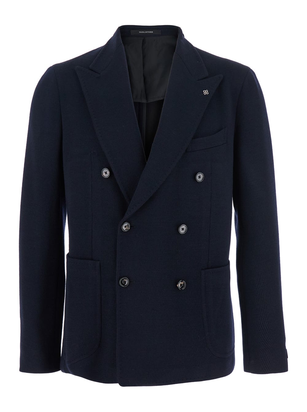 Tagliatore Blazer Doppiopetto In Lino Fiammato In Blue