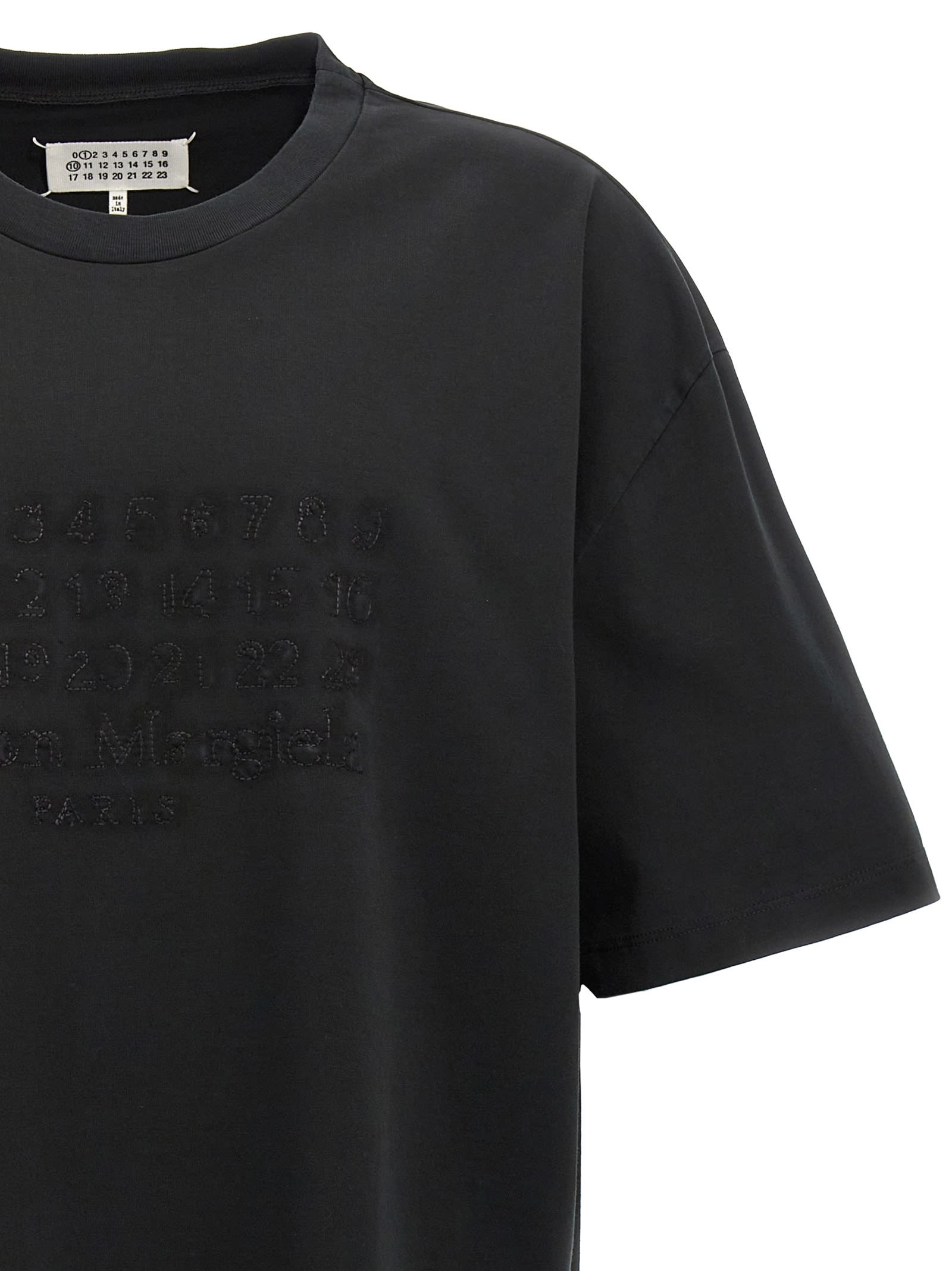 Shop Maison Margiela Logo Embroidery T-shirt In Black