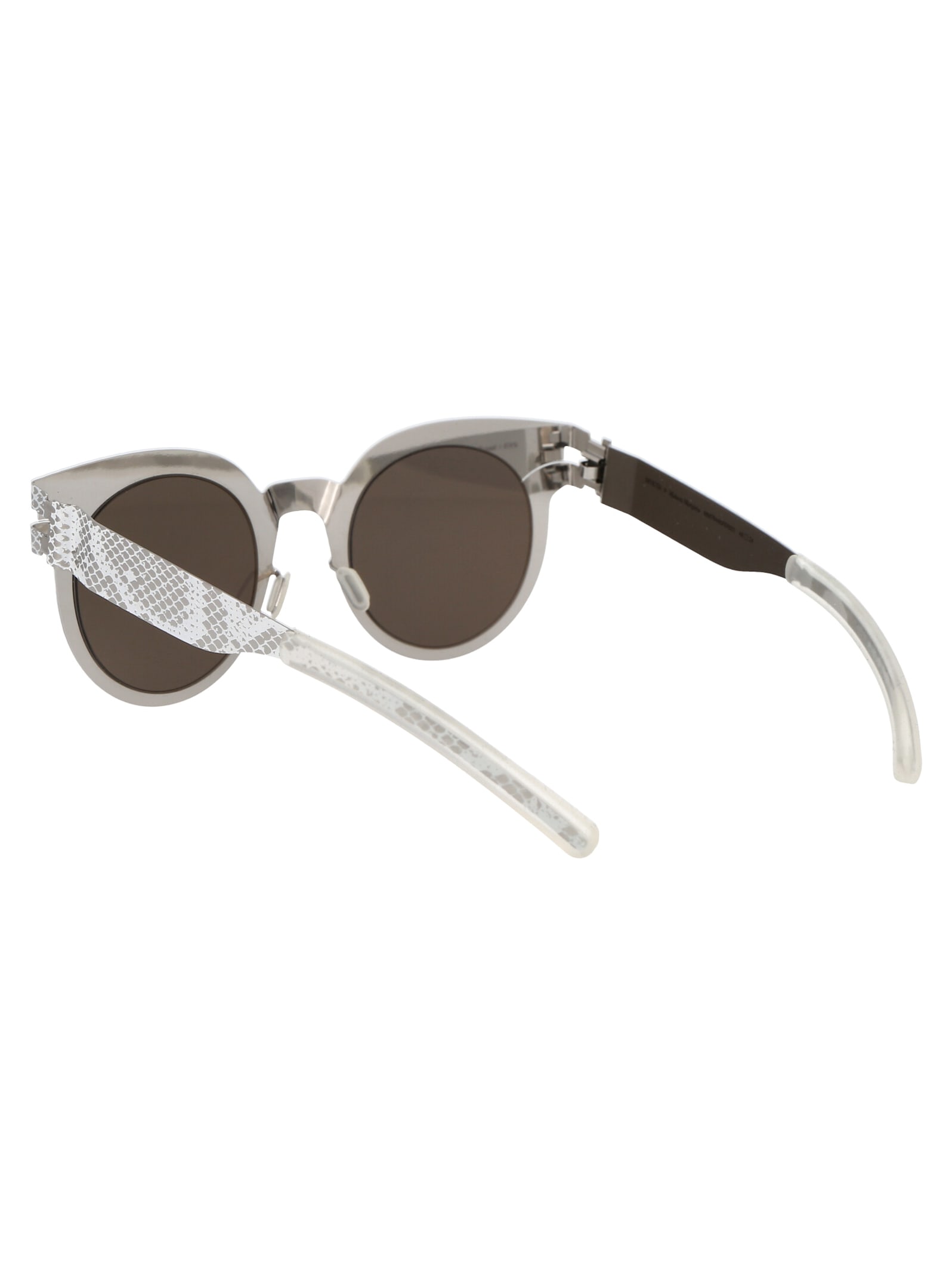 Mykita Silver White Python Dark Grey Solid Metal Sunglasses In Gray