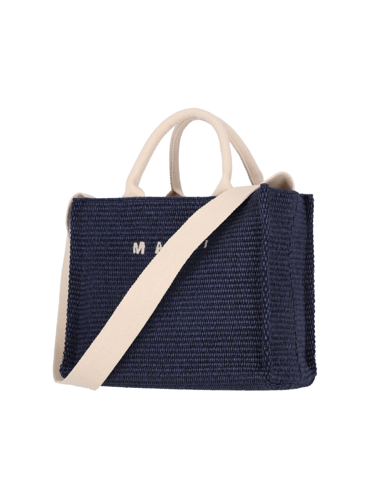 Shop Marni Small Logo Tote Bag In Blue