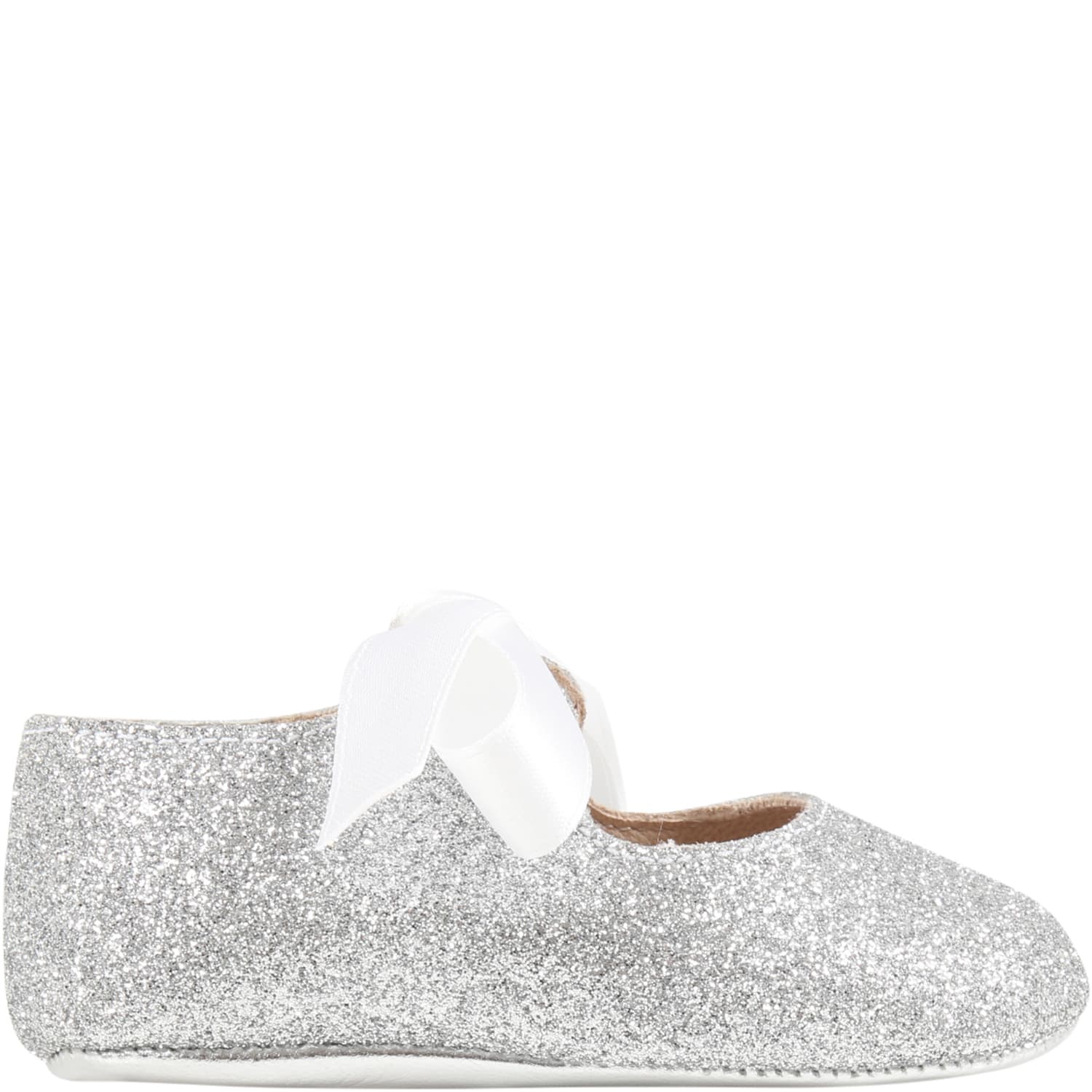 Gallucci Silver Ballerina Shoes For Babygirl