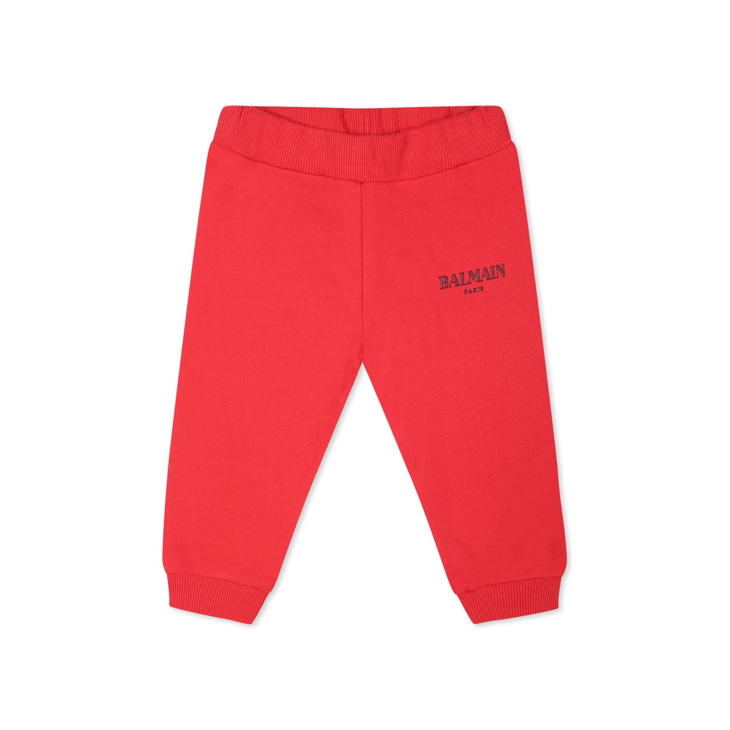 Balmain Red Trousers For Babykids With Logo In Blue