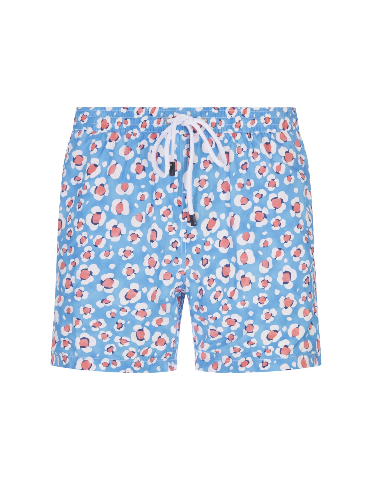 Light Blue Swim Shorts With Floral Pattern