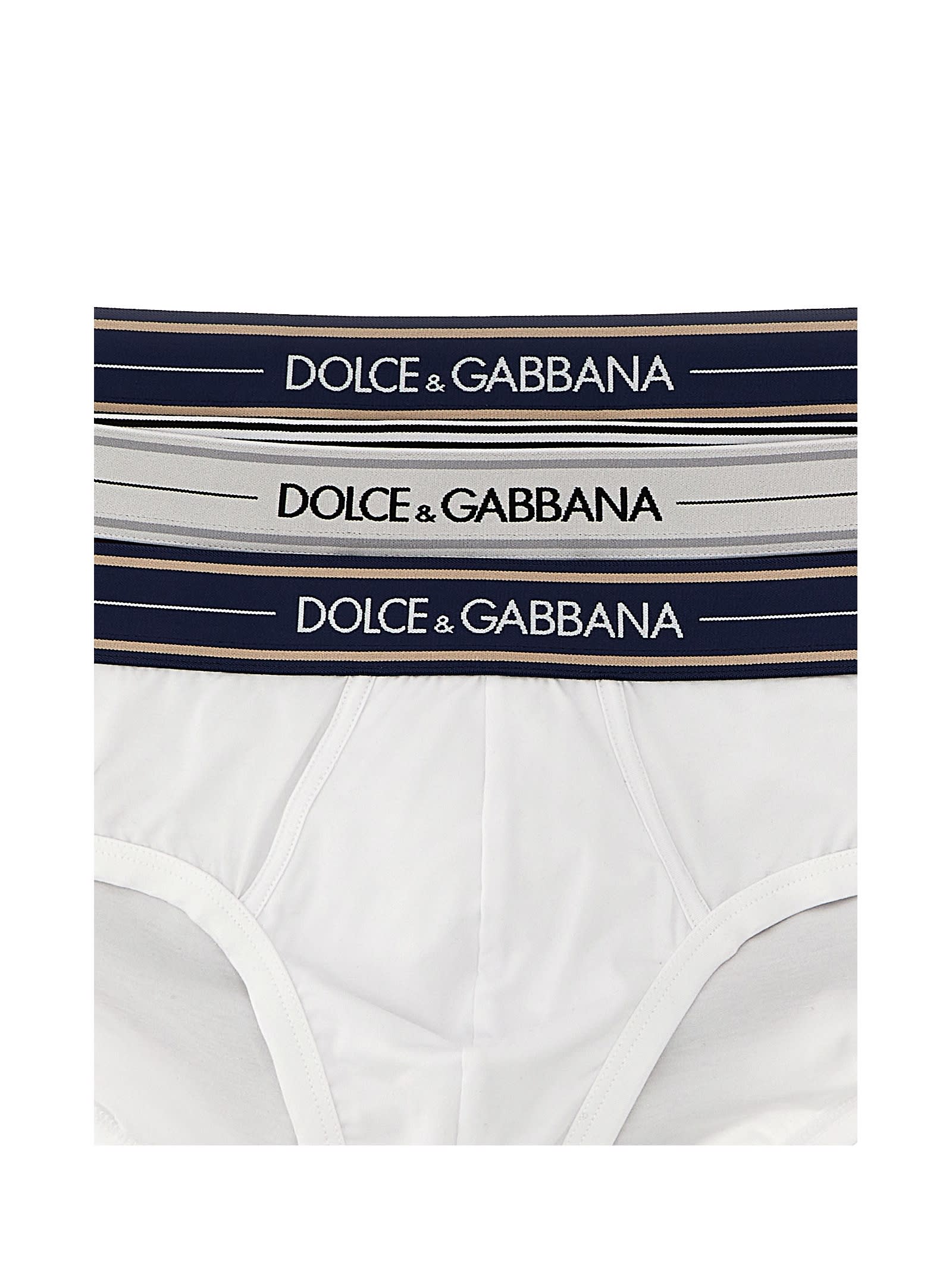 Shop Dolce & Gabbana Brando 3-pack Briefs In White