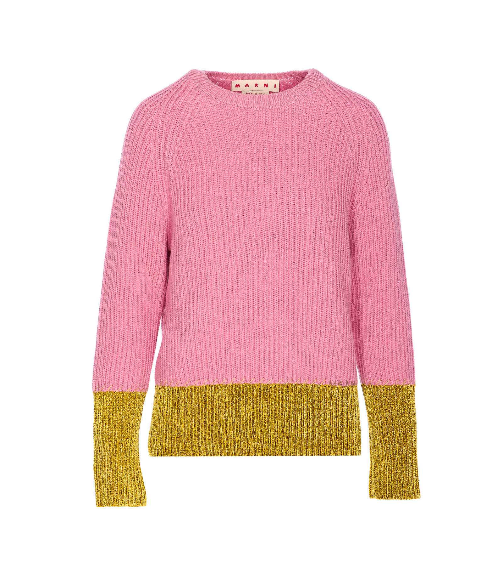 Marni Crewneck Hood Kangaroo Pocket Long Sleeves Ribbed Cuffs In Pink