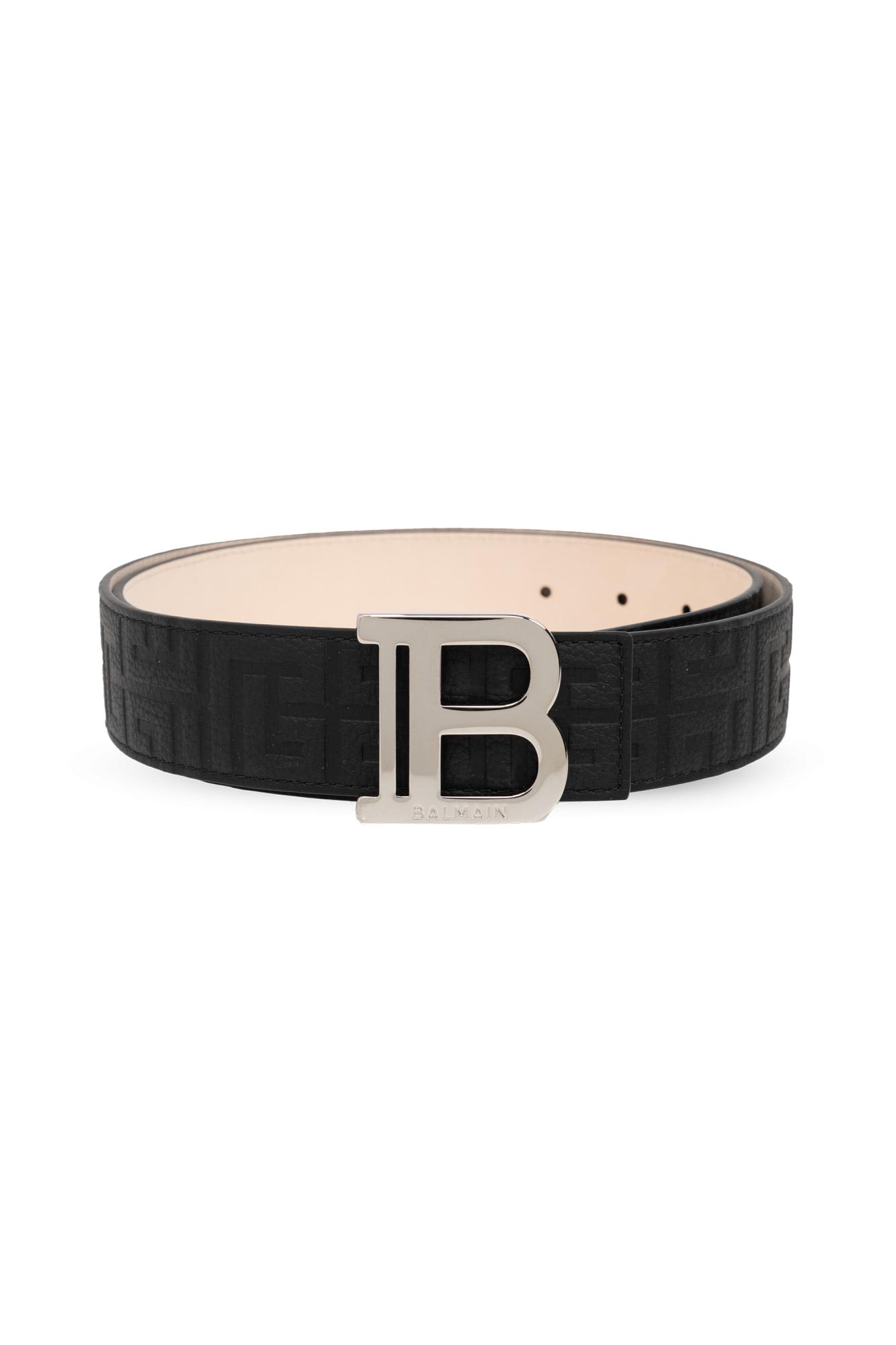 Shop Balmain Leather Belt In Nero