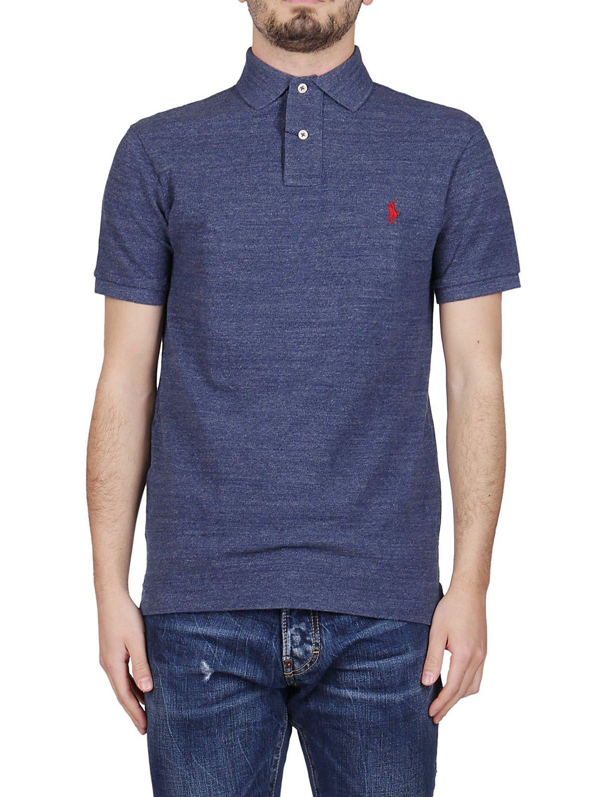 Polo Ralph Lauren Classics Mens Medium Blue Custom Fit Polo In Blue