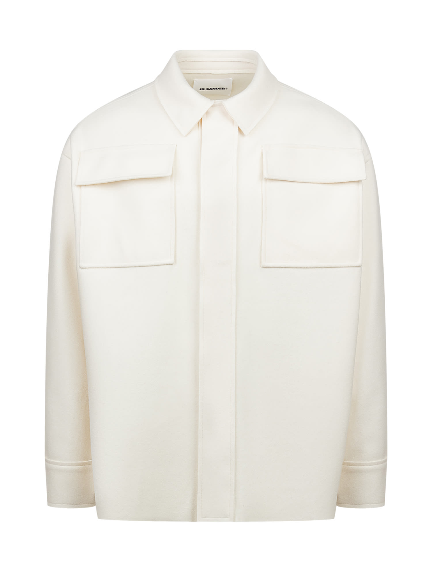 Jil Sander Button-up Cotton Overshirt In Chalk