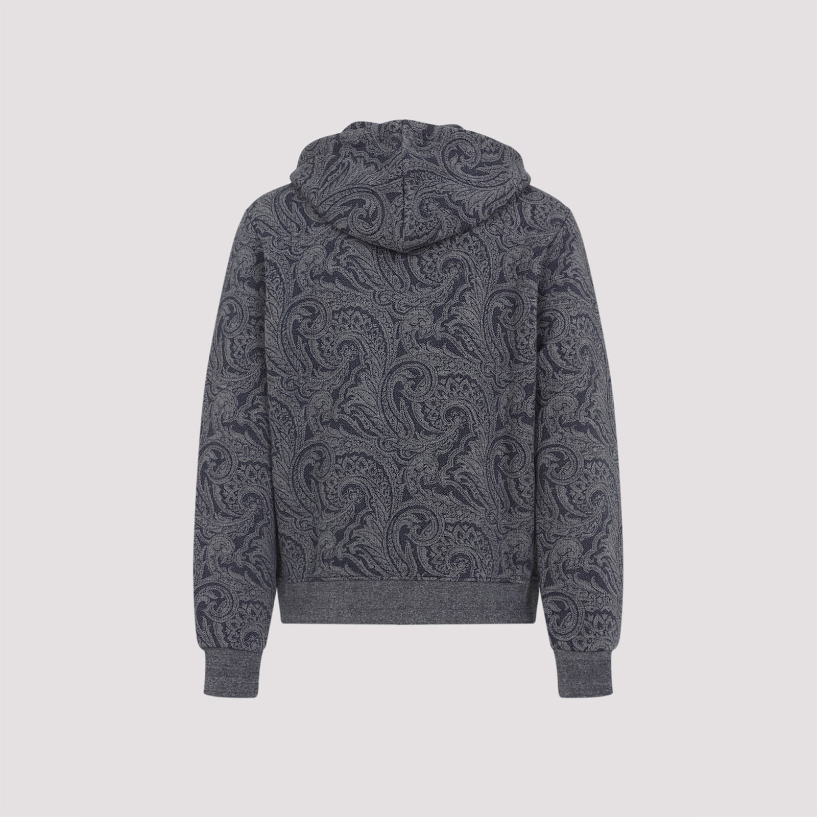 Etro Paisley Print Zip-up Hooded Sweatshirt In Gray