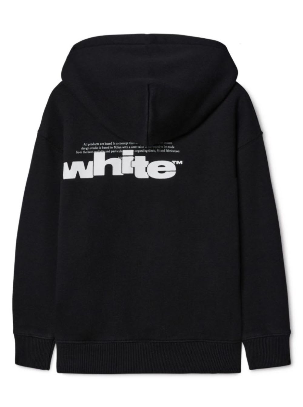 Shop Off-white Black Hoodie With Logo Lettering On The Front In Cotton Boy