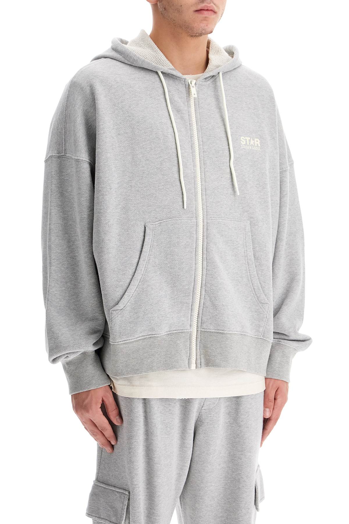 Shop Golden Goose Hooded Full Zip Sweatshirt In Grey