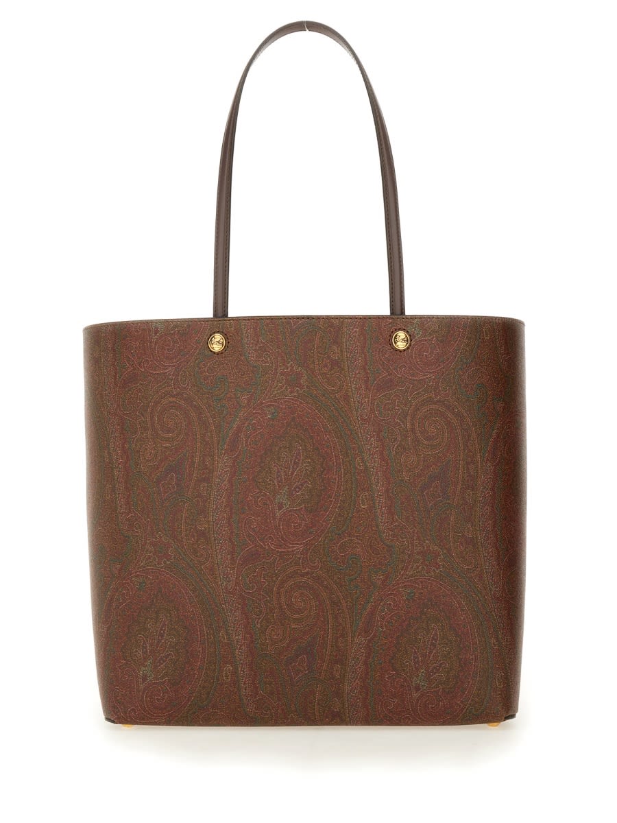 Shop Etro Paisley Patterned Shopping Bag In Brown