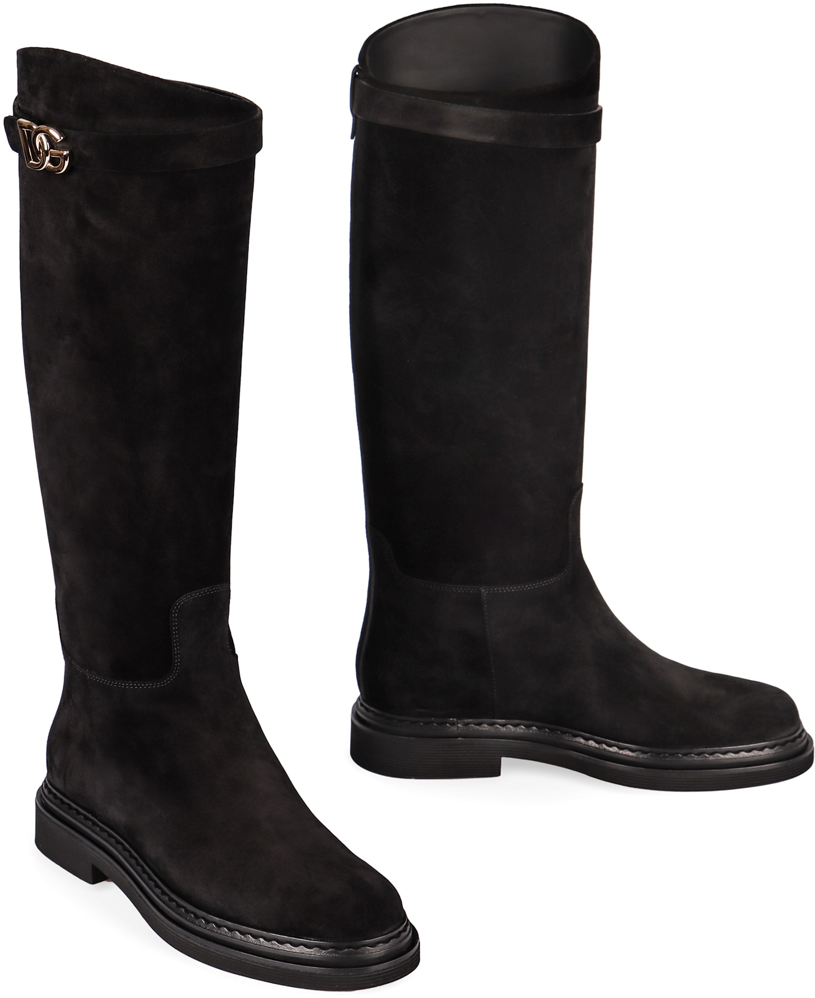 Dolce & Gabbana Logo-plaque Equestrian Boots In Black