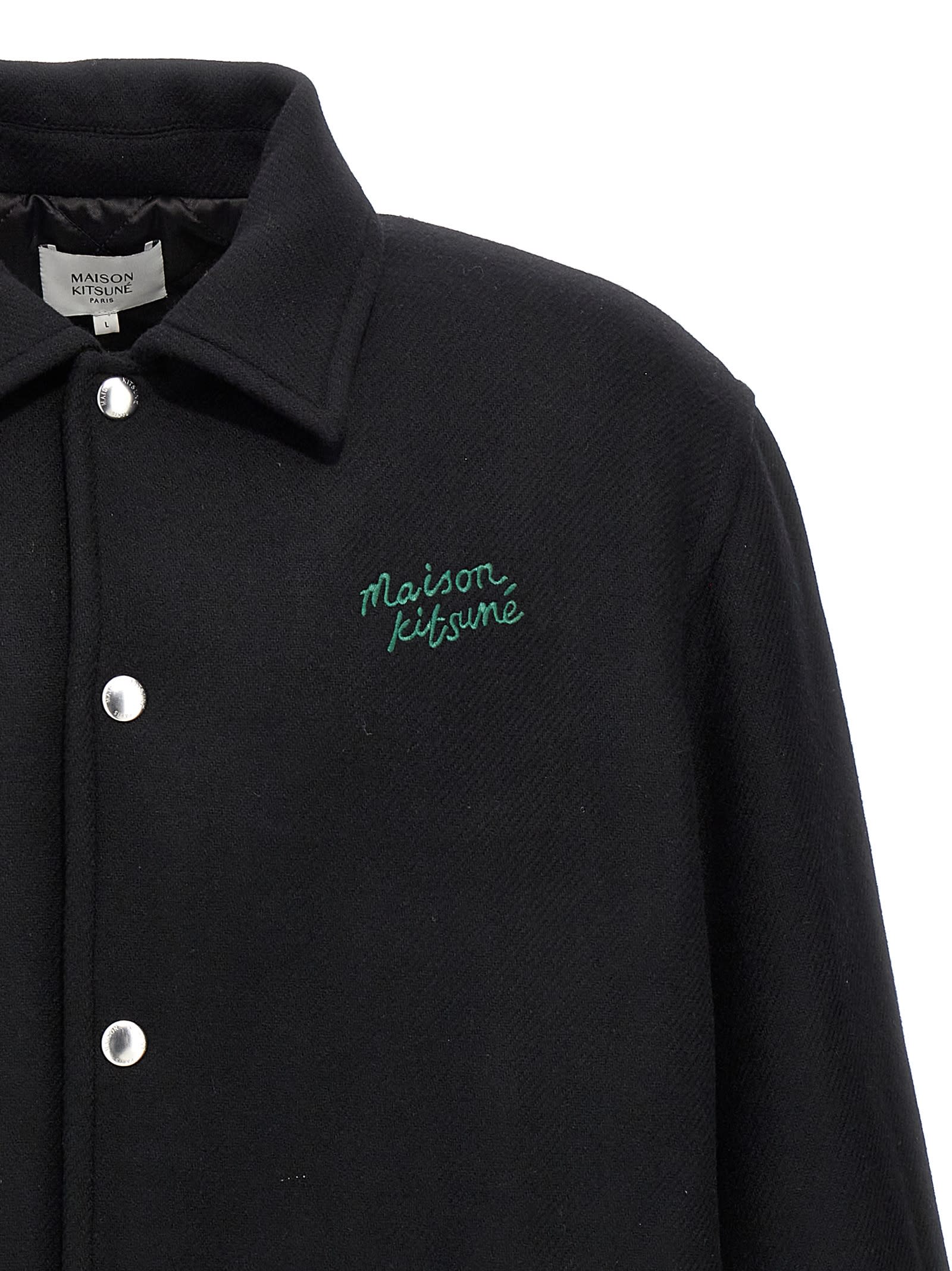 Shop Maison Kitsuné Varsity Jacket In Black