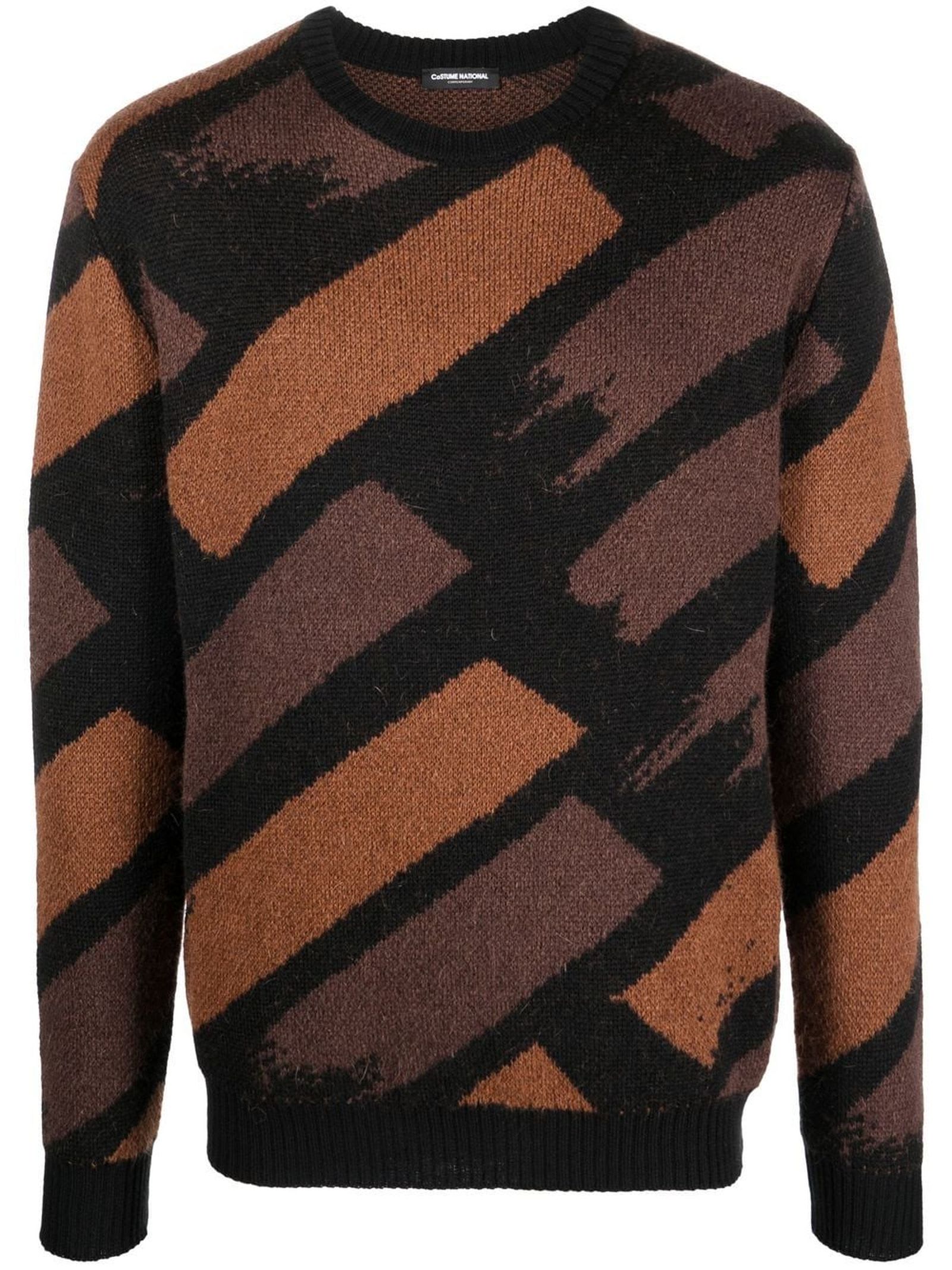 CoSTUME NATIONAL CONTEMPORARY Brown And Black Wool-mohair Blend Jumper