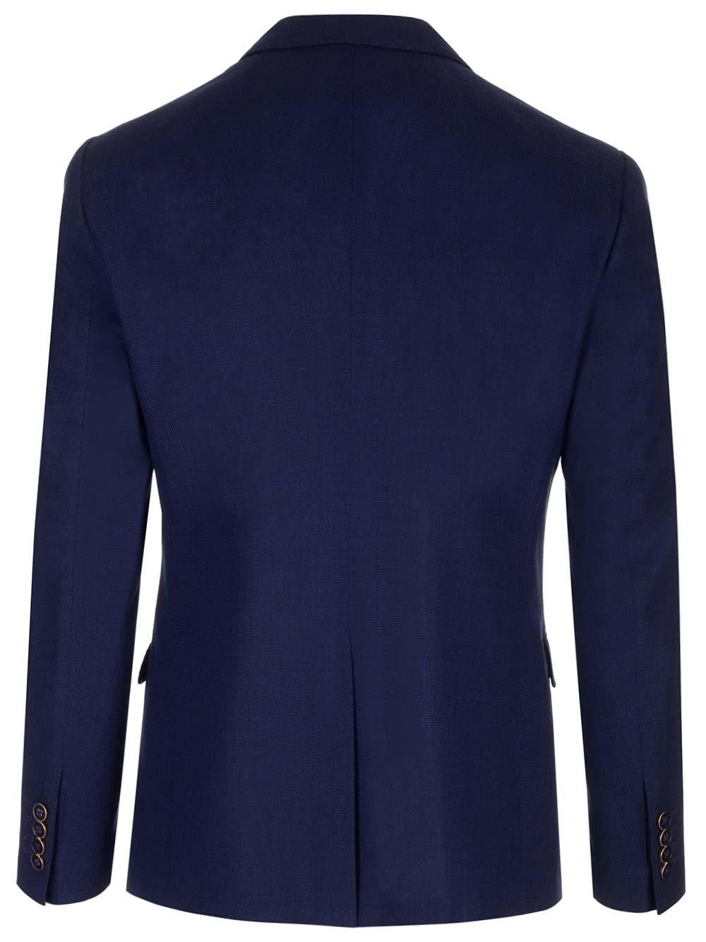 Shop Dolce & Gabbana Double-breasted Long-sleeved Blazer In Blu