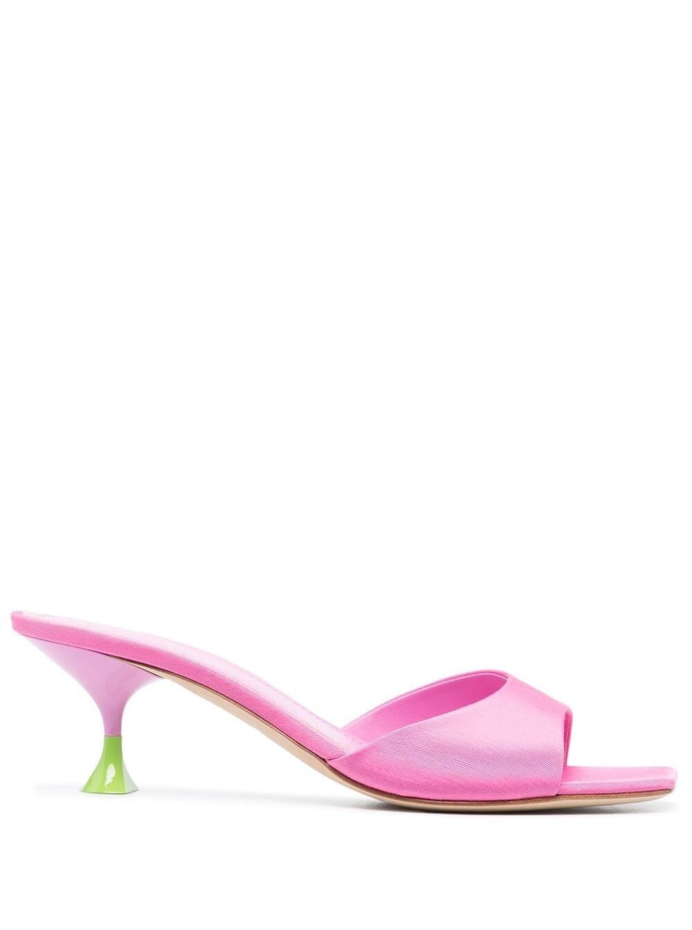 kimi Pink Sandals With Contrasting Enamelled Heel In Viscose Woman