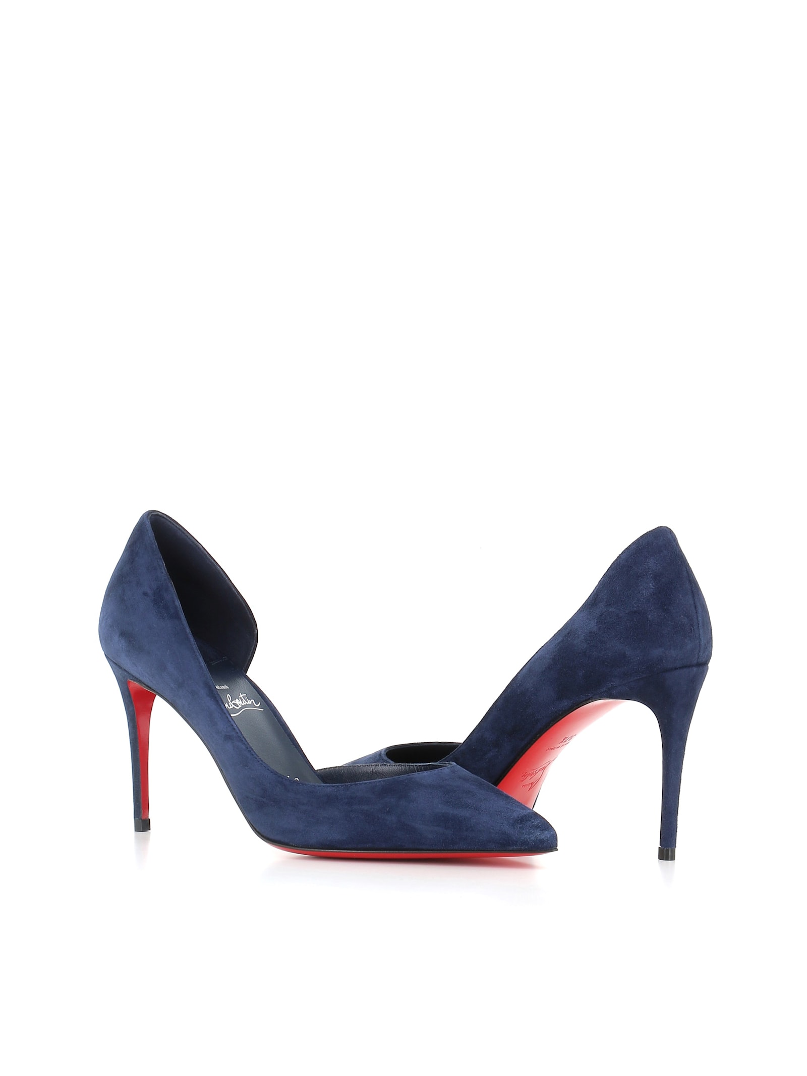 Christian Louboutin Pointed Toe Suede Finish Pumps In Blue
