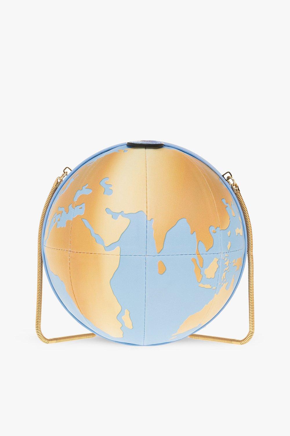 Shop Moschino World Map Printed Chain-link Shoulder Bag In Neutro