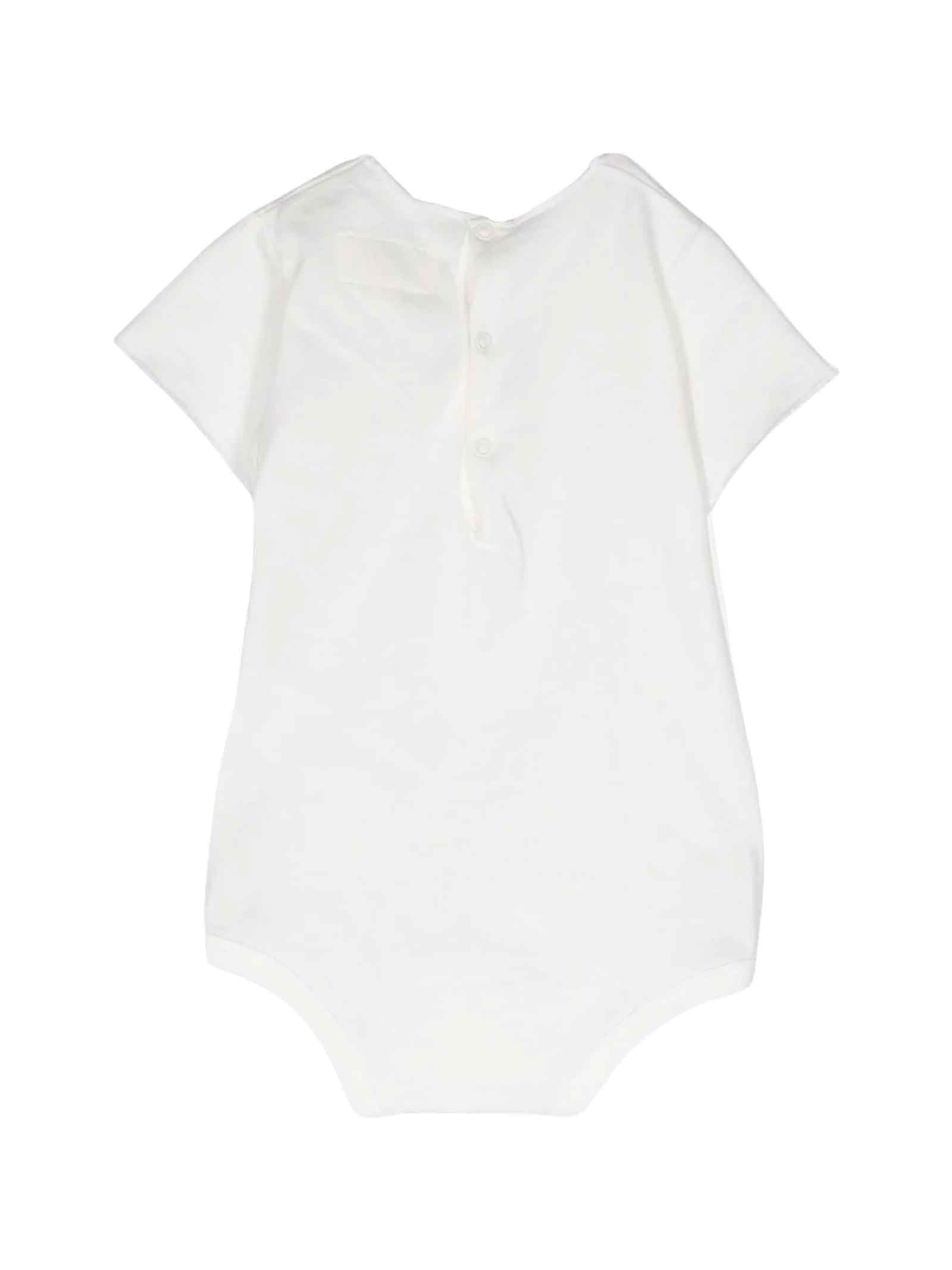 Shop Teddy &amp; Minou White Bodysuit Baby Boy Teddy & Minou In Bianco