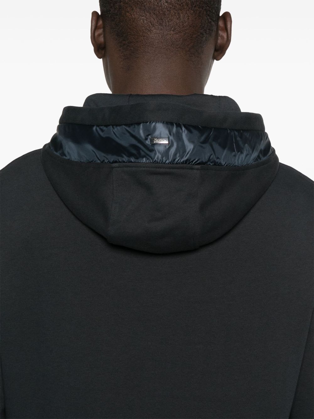 Herno Logo Cotton Hoodie In Black