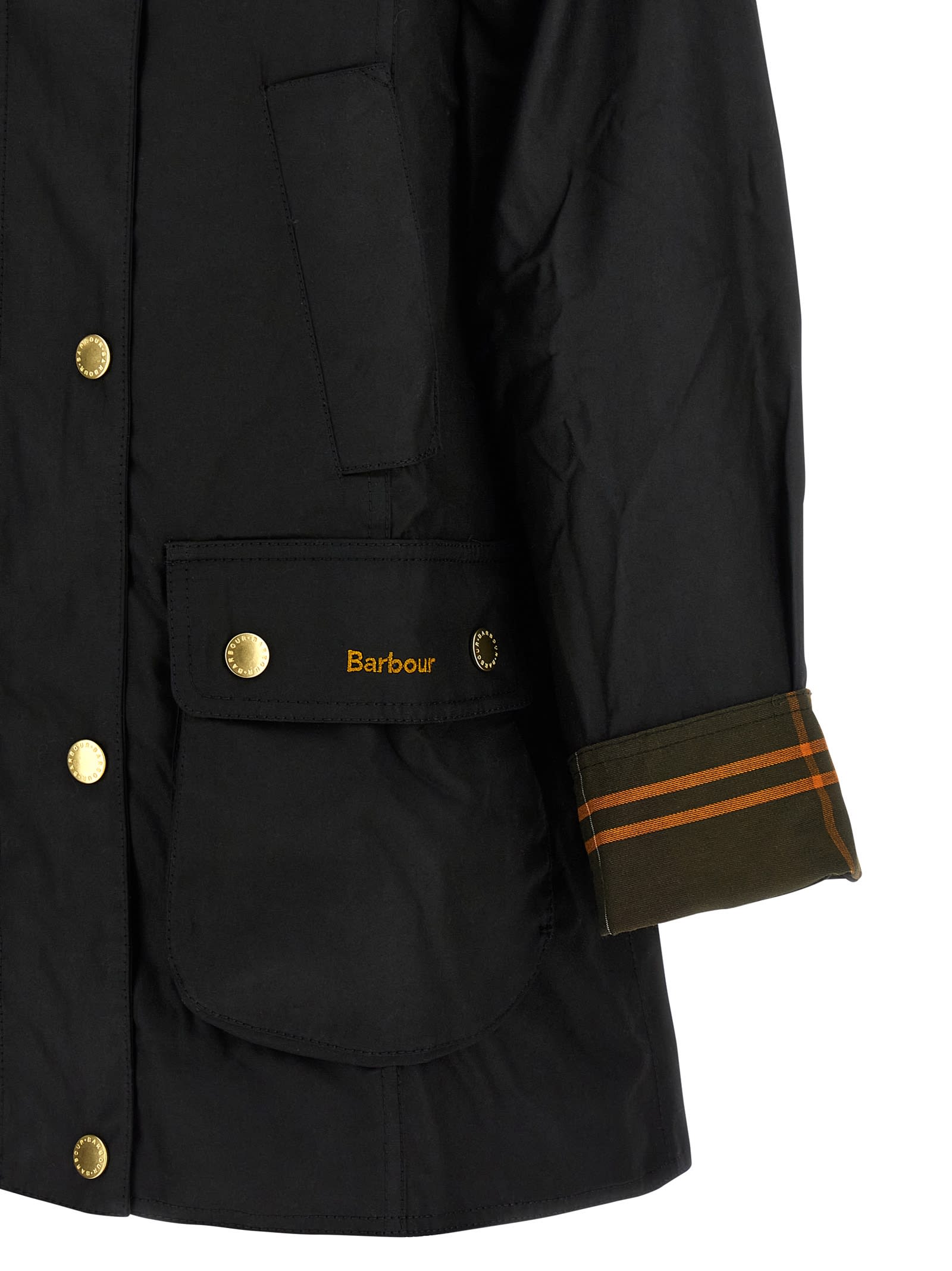 Barbour Waxed Cotton Jacket Corduroy Collar In Black