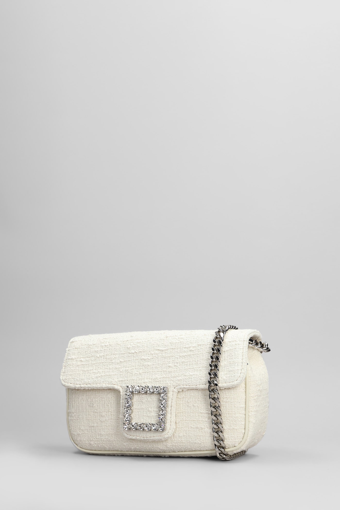 Roberto Festa Lunette Shoulder Bag In Beige Fabric In Beige
