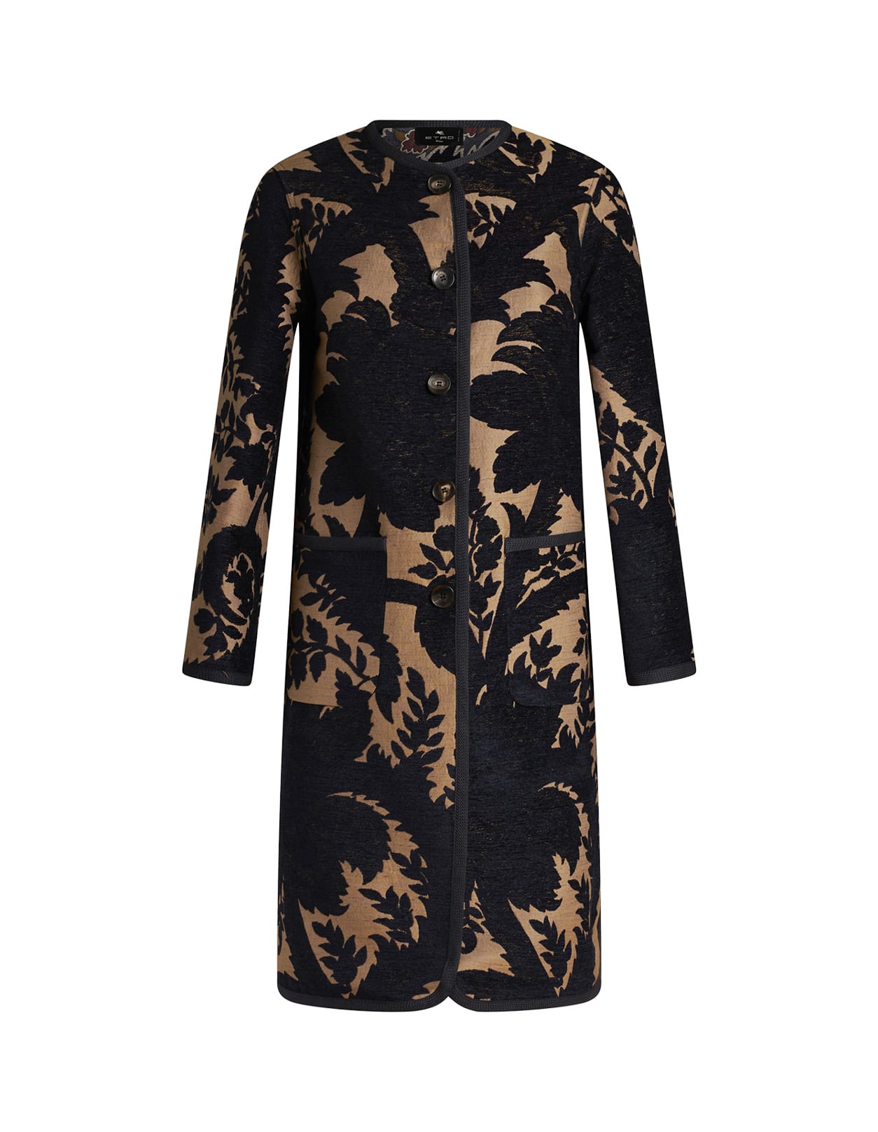 Shop Etro Blue Jacquard Reversible Coat In Multicolor