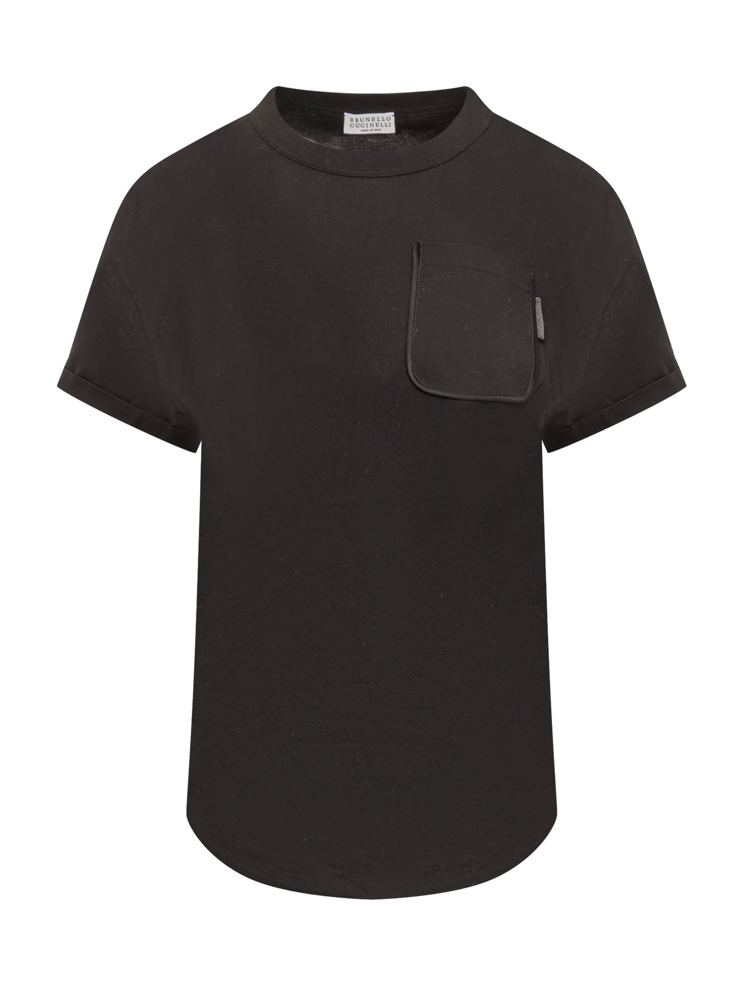 Cotton Jersey T-shirt With Shiny Tab