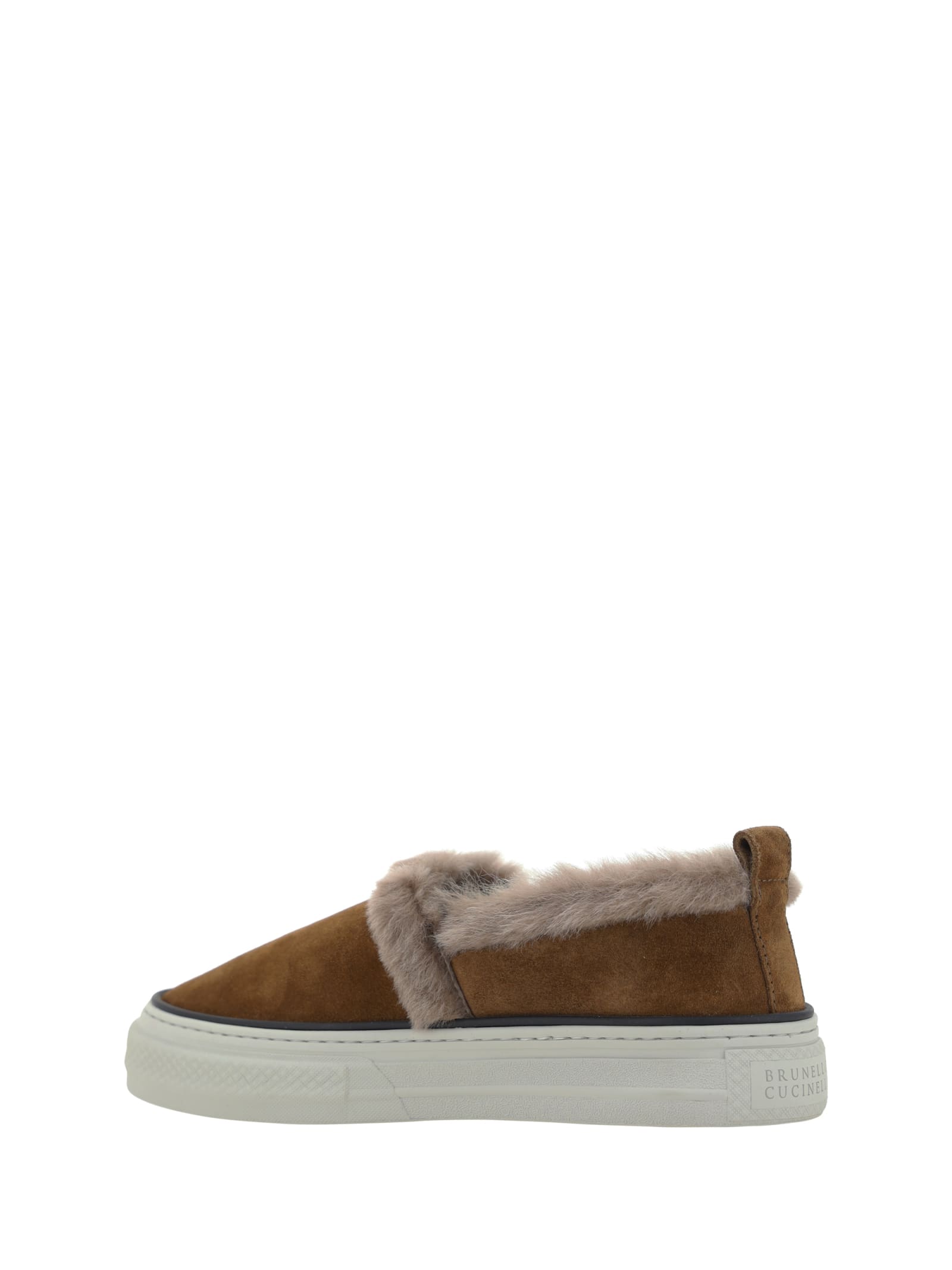 Shop Brunello Cucinelli Slip-on Sneakers In Tabacco