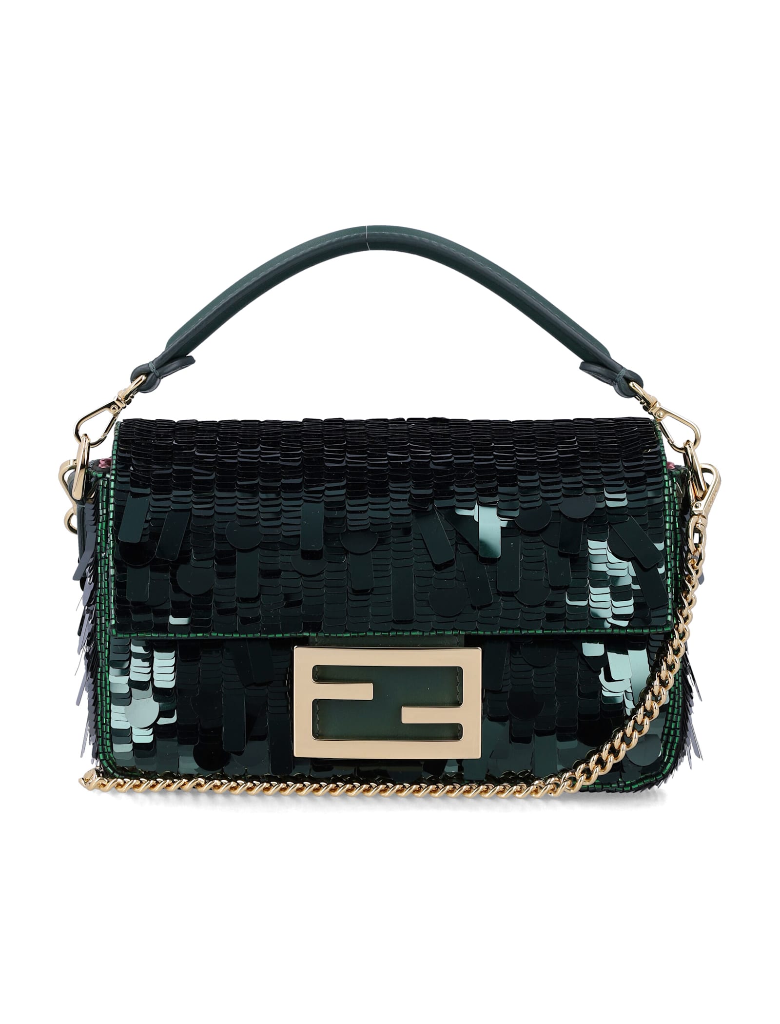 Fendi Baguette® Mini Bag With Green Sequins In Green
