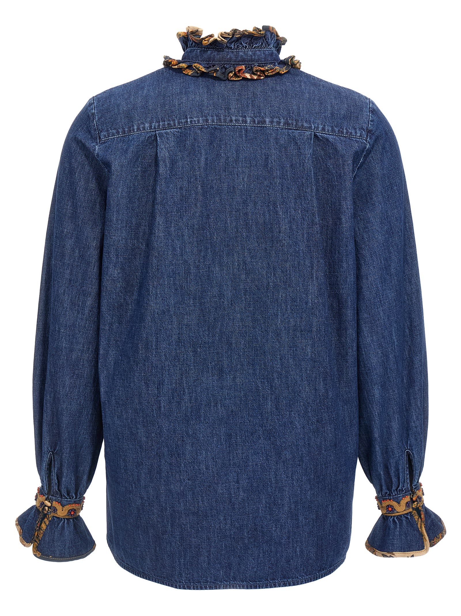 VALENTINO VALENTINO GARAVANI CHAMBRAY DENIM EMBROIDERED TOP 