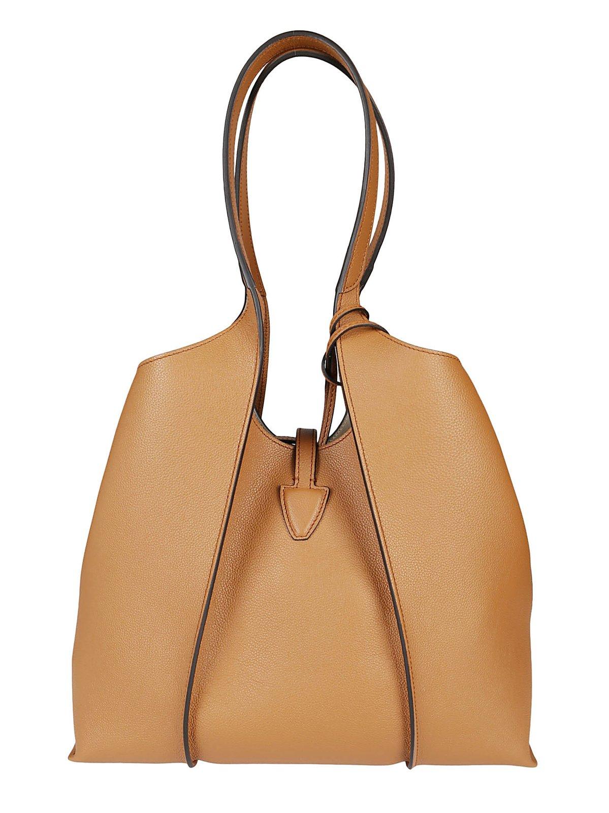 Shop Tod's T-plaque Tote Bag In Leather Brown