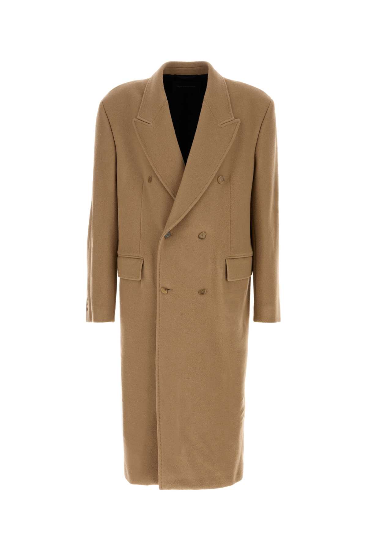 Balenciaga Collared Button-up Coat In Brown