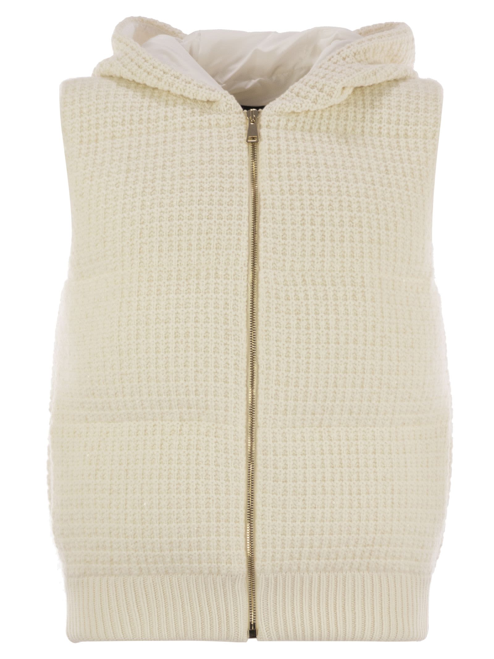 Knitted Vest With Hood