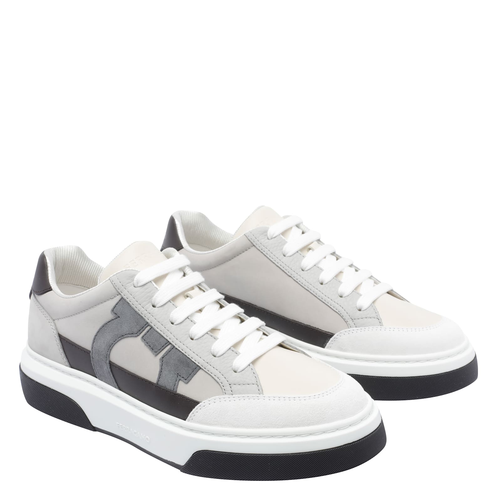 Ferragamo Leather Cassina Sneakers Multicolor Sole Contrasting