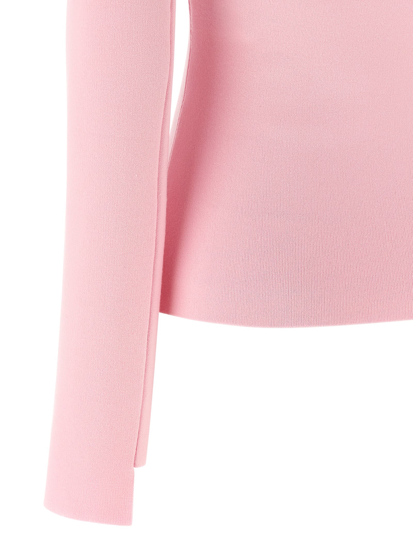 Courrèges Fitted Long Sleeve Mock Neck Sweater In Pink