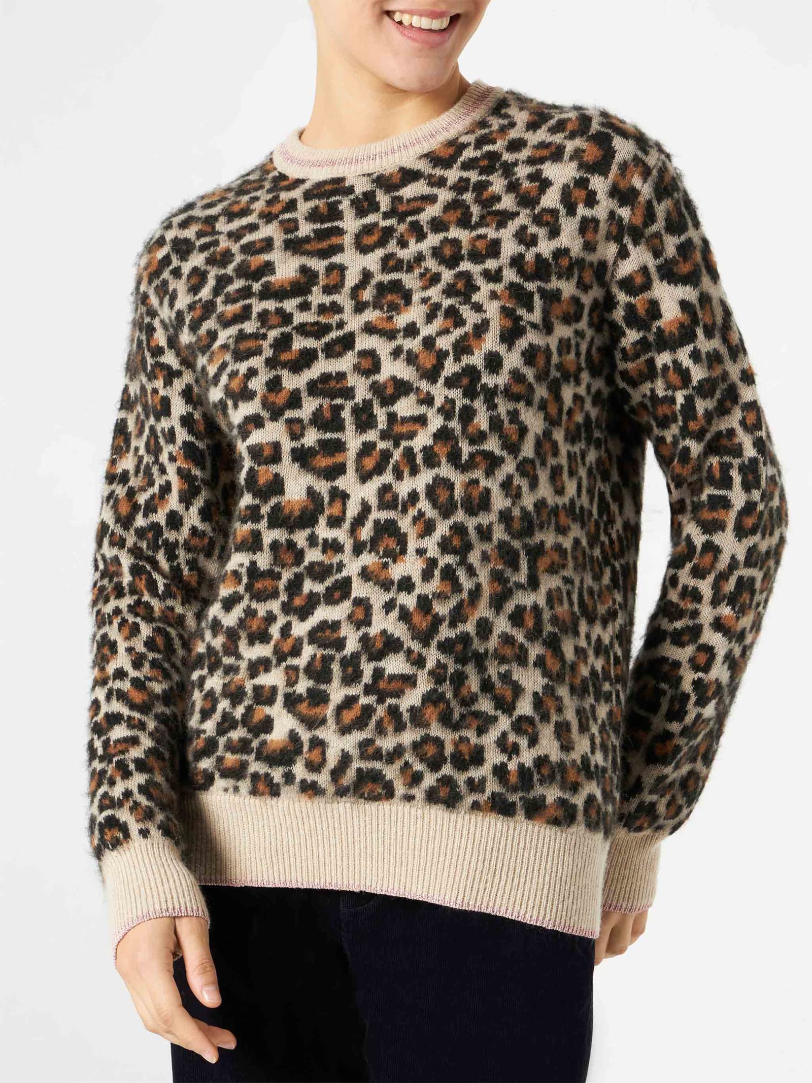 MC2 Saint Barth Woman Brushed Sweater With Leopard Pattern