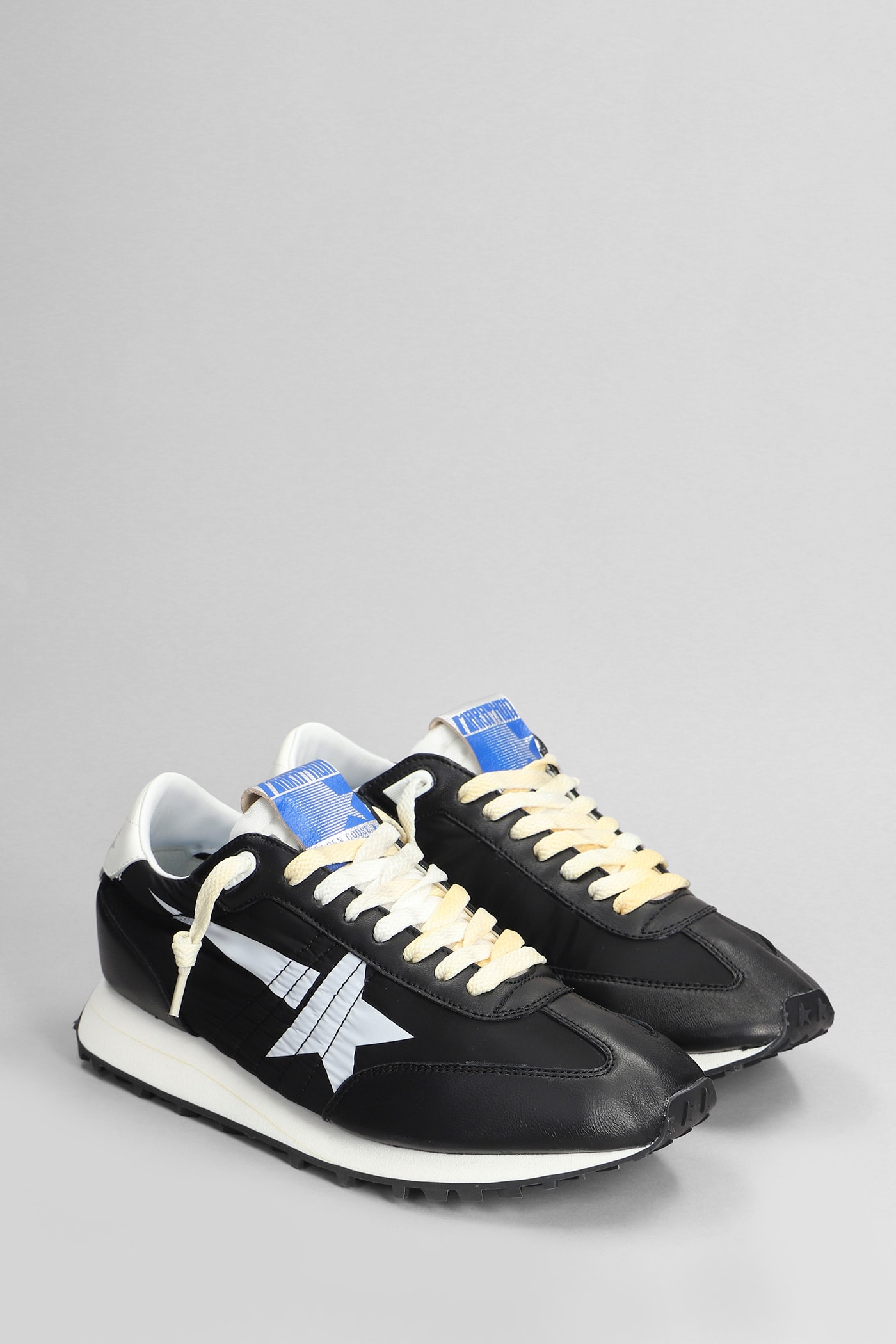 Shop Golden Goose Running Marathon Sneakers In Black Leather And Fabric