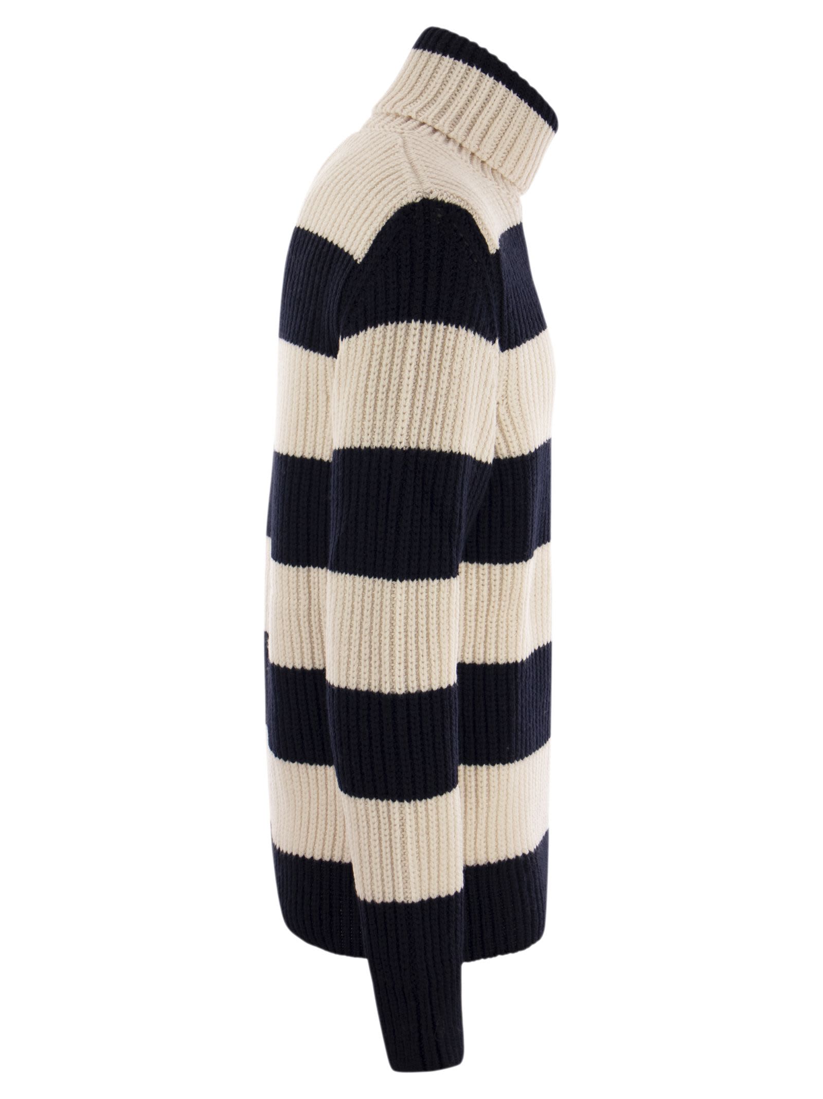 Shop Paul&amp;shark Virgin Wool Turtleneck In White/blue