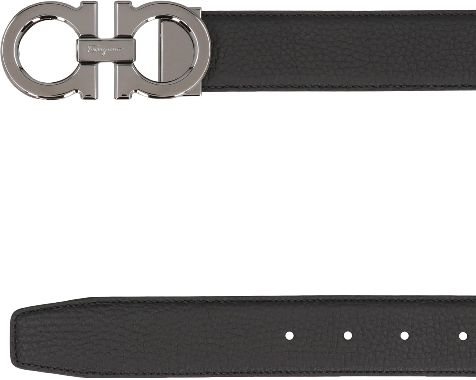 Ferragamo Reversible Leather Belt In Black
