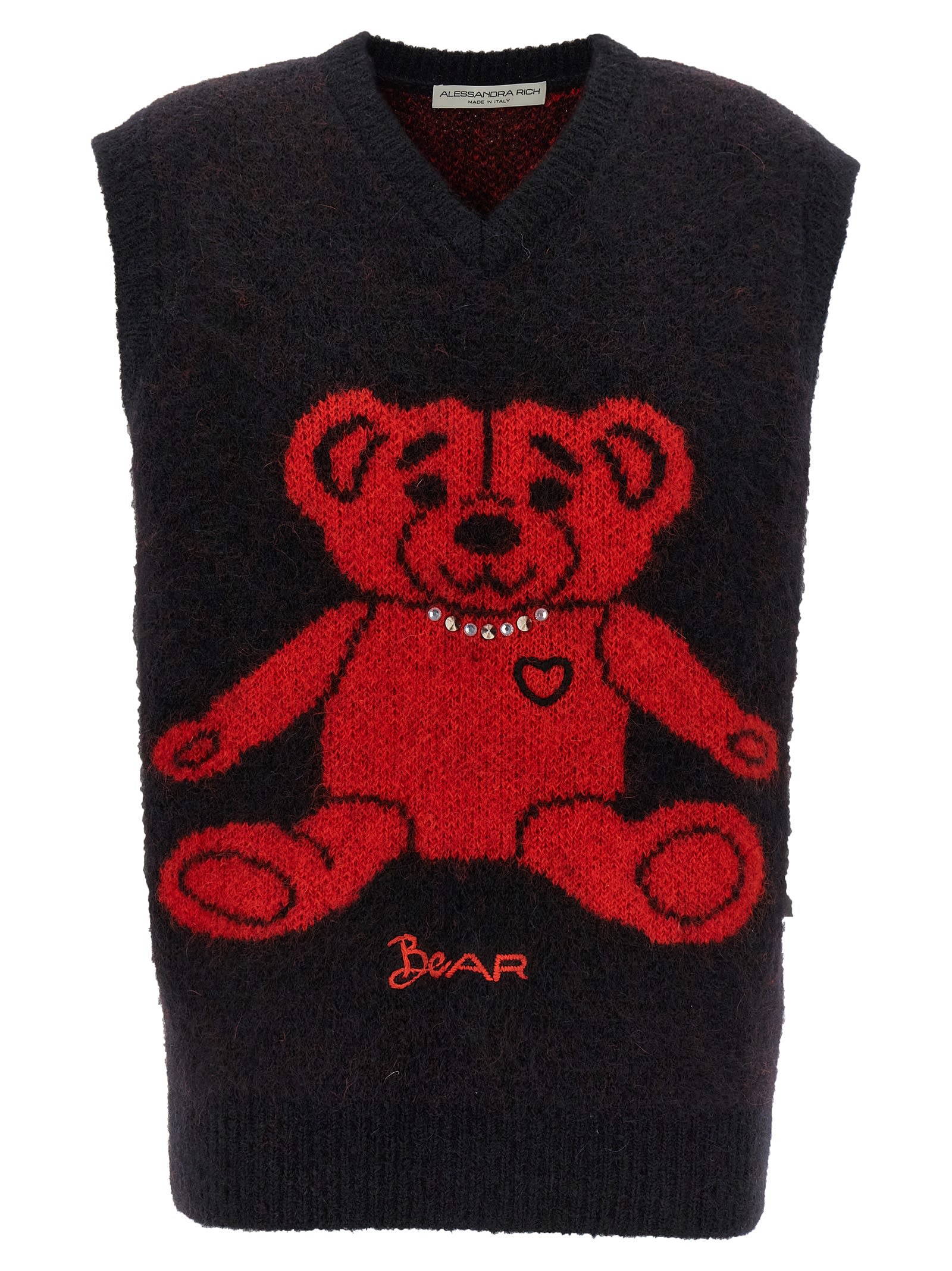 Alessandra Rich Intarsia-knit Sweater Vest In Black